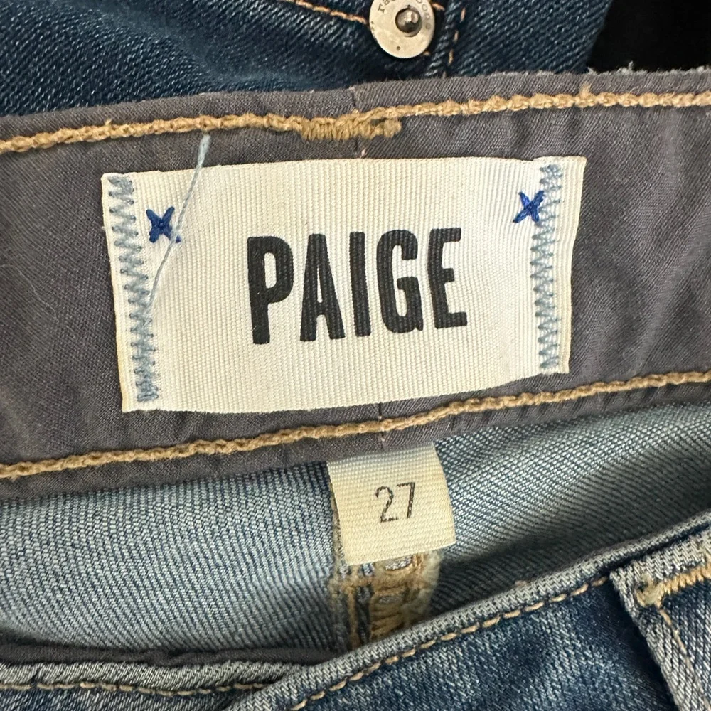 PAIGE Lou Lou Flare Jeans Low Rise Distressed Blue Denim | Size 27 - Picture 13 of 13
